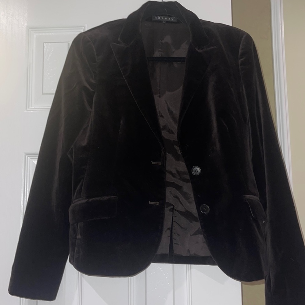 Theory Brown Suede Two Button Blazer